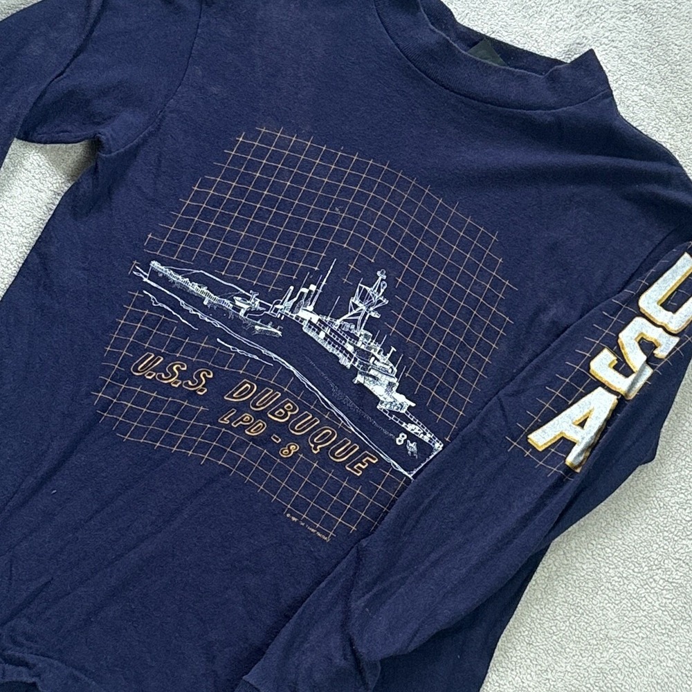 Vintage 1985‎ USS Dubuque Long Sleeve Shirt Small US Navy Austin Class